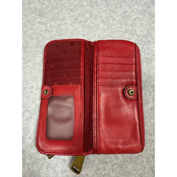 Fossil Red Leather Zipper Wallet - Picture 5 of 15